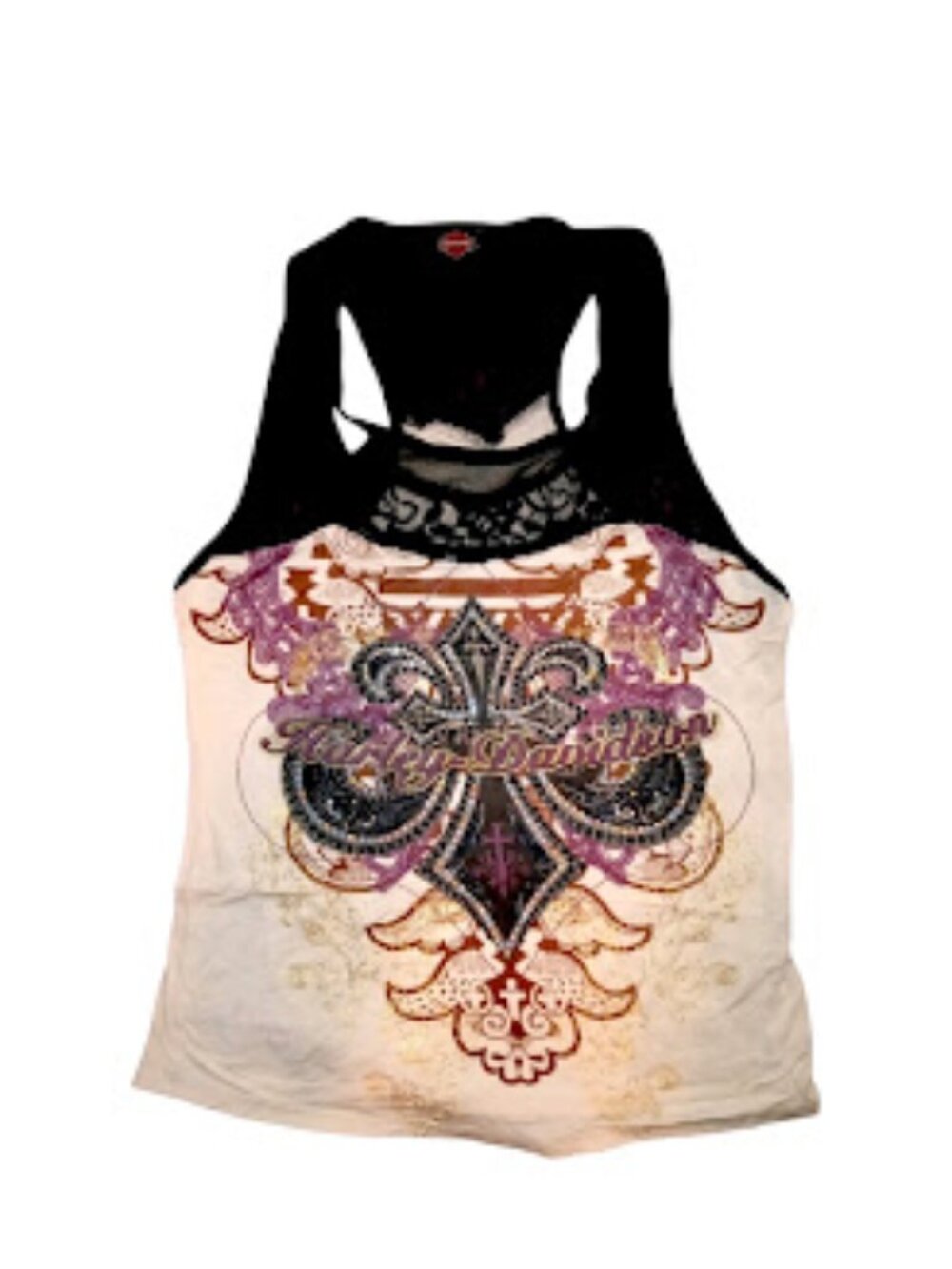 Harley‑Davidson Lace Rhinestone Wing Tank Top M